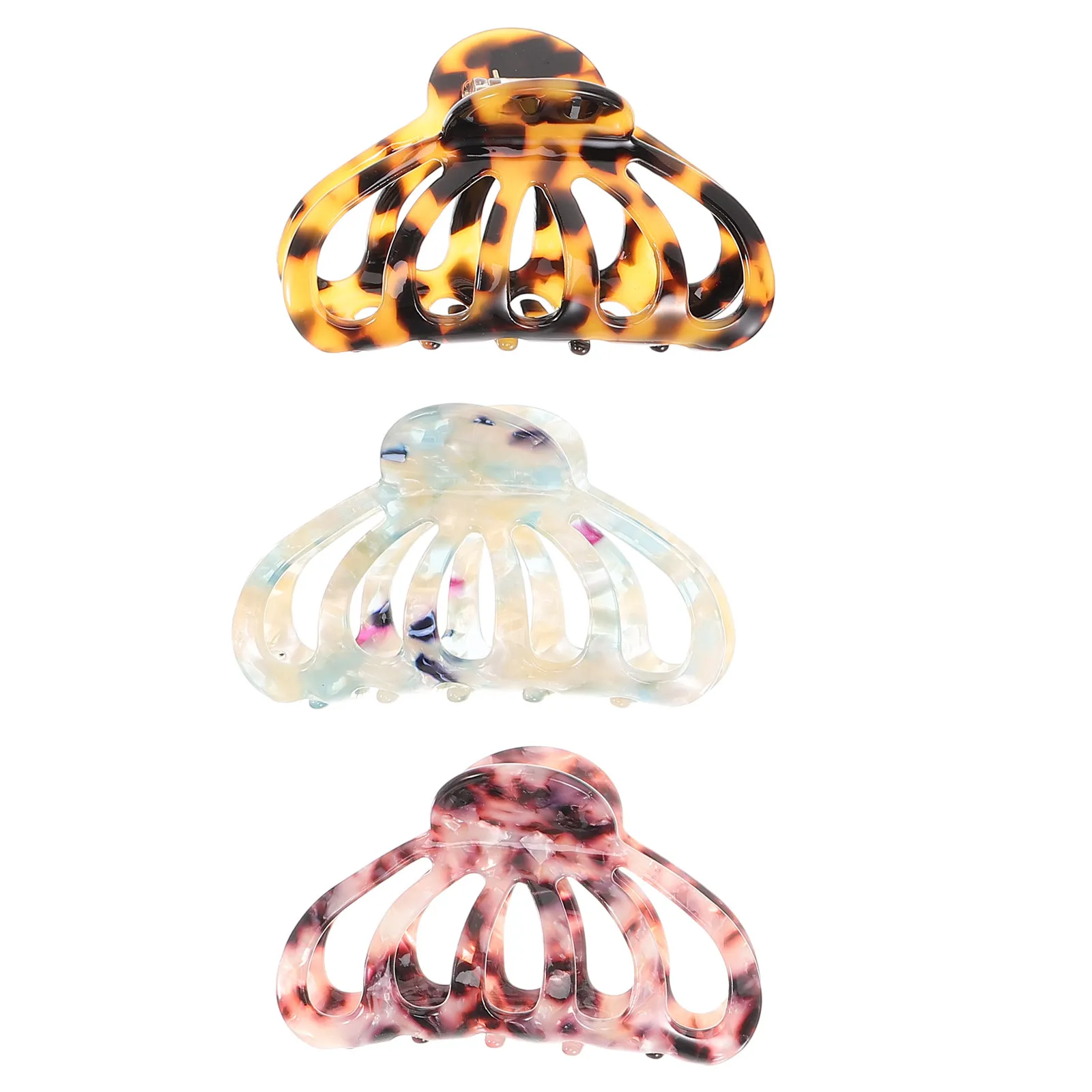 

3Pcs Hair Claw Clips for Women Retro Design Big Interlocking Teeth Claw Clips for Thick Hair Easy Hairstyle Party Ceremony Use