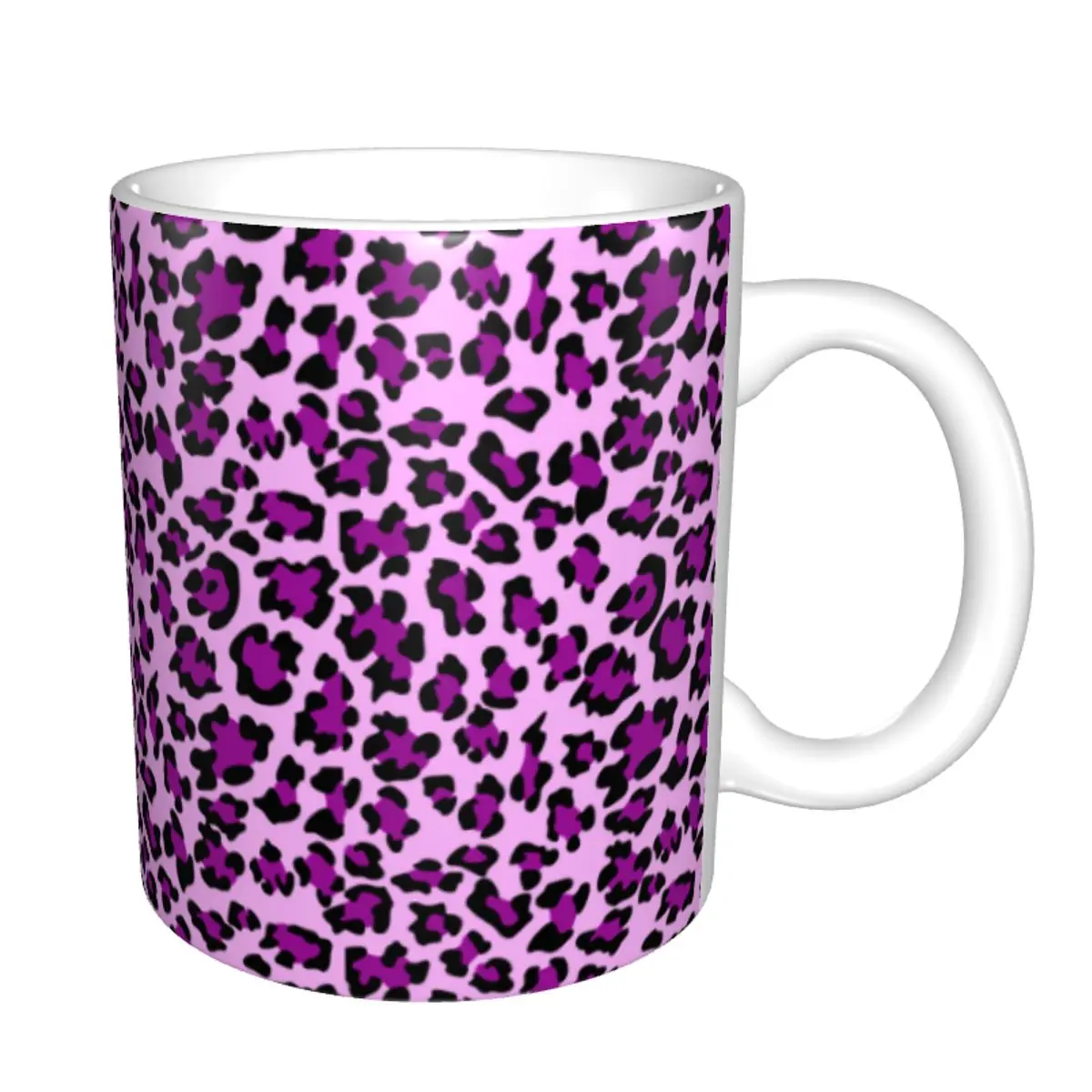 Personalized Cute Purple Leopard Print Coffee Mug DIY Animal Seamless Ceramic Tea Milk Mug