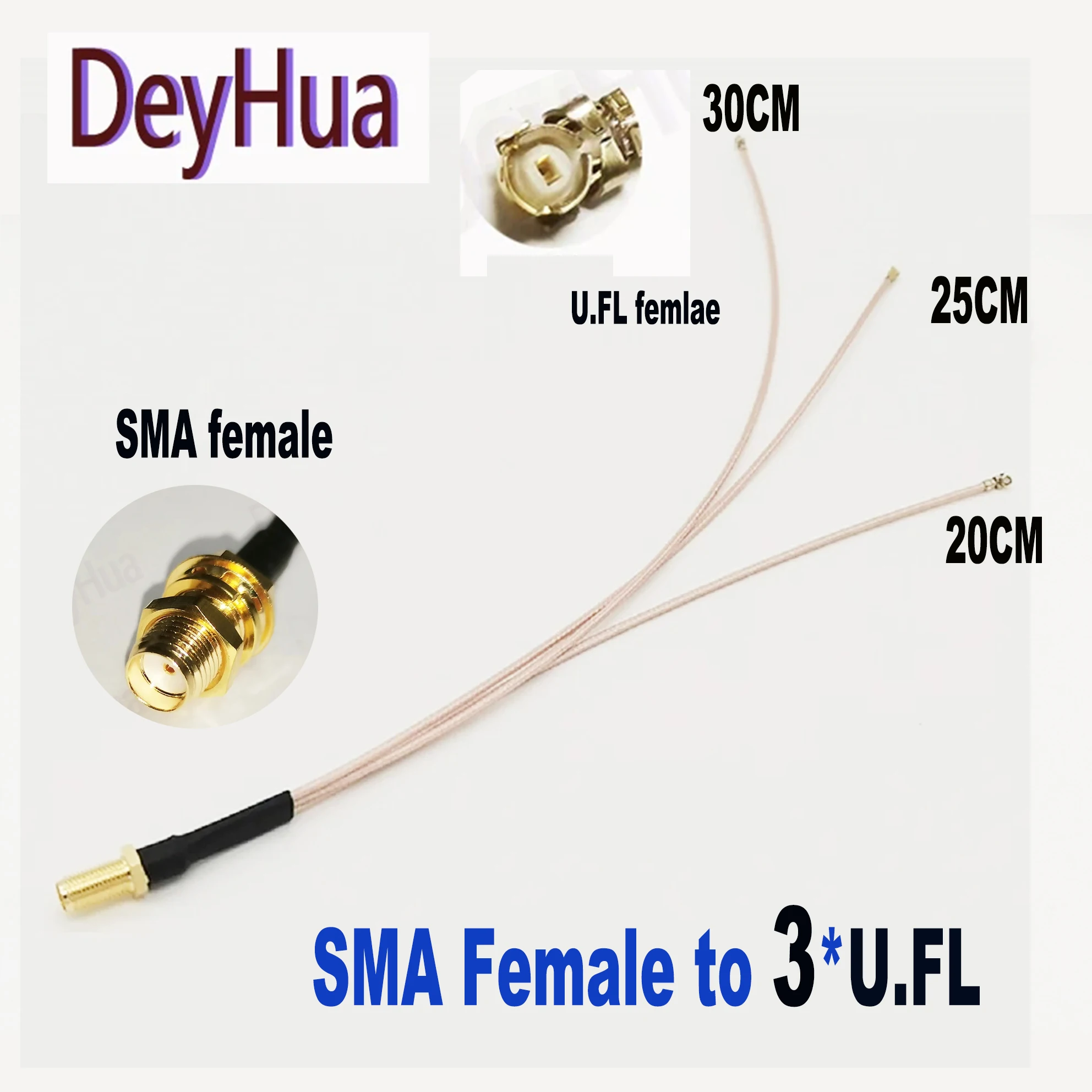 2/10PCS SMA Splitter Cable SMA Female to 3 u.FL  UFL 1 Female Jack 3-Way Pigtail WIFI Antenna Extension Cord Jumper Adapte