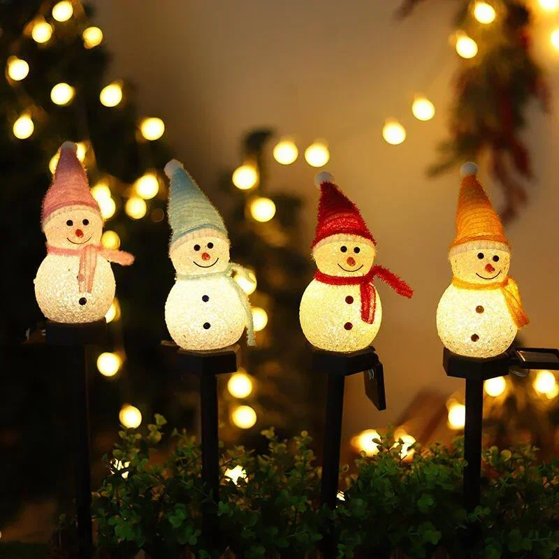 Christmas Solar LED Lights Snowman Garden Decoration Waterproof Light Outdoor Ground Plug Lamp Lawn Landscape Led Solar Lighting