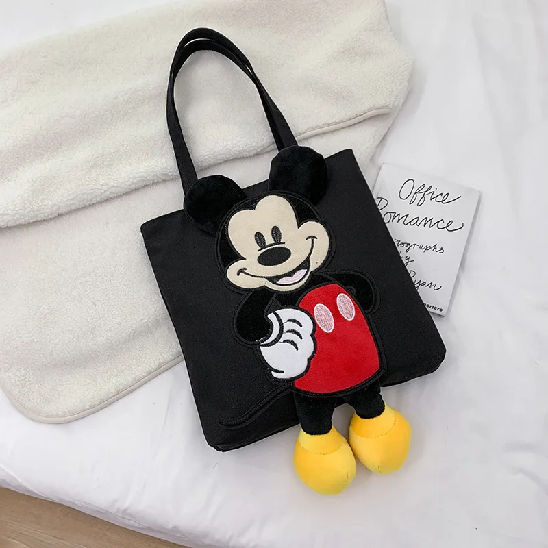 Disney mickey minnie mouse dos desenhos animados bolsa de lona nova moda e versátil grande capacidade bolsa de ombro para menina