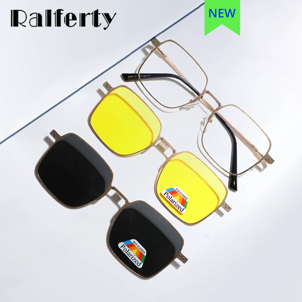 

Ralferty Clip On Sunglasses Women Men Polarized UV400 Magnetic Sunglasses Male Eyeglasses Frame Metal specs Optic Zero Glasses