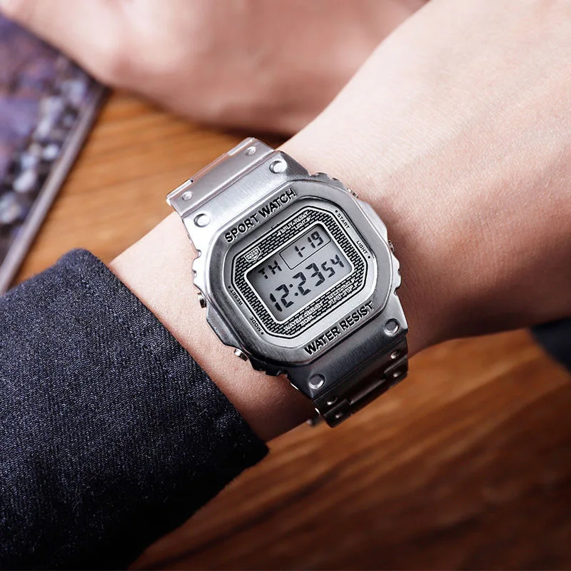 MAYZHISU jam tangan Digital wanita, jam tangan gelang Quartz Retro tipis, jam tangan elektrik untuk hadiah