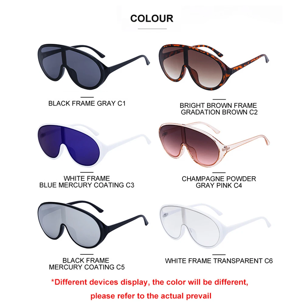 Trendy Oversized One Piece Sunglasses Women Men 2024 Luxury Brand Designer Sun Glasses Fashion Shield Shades Big Frame Eyewear