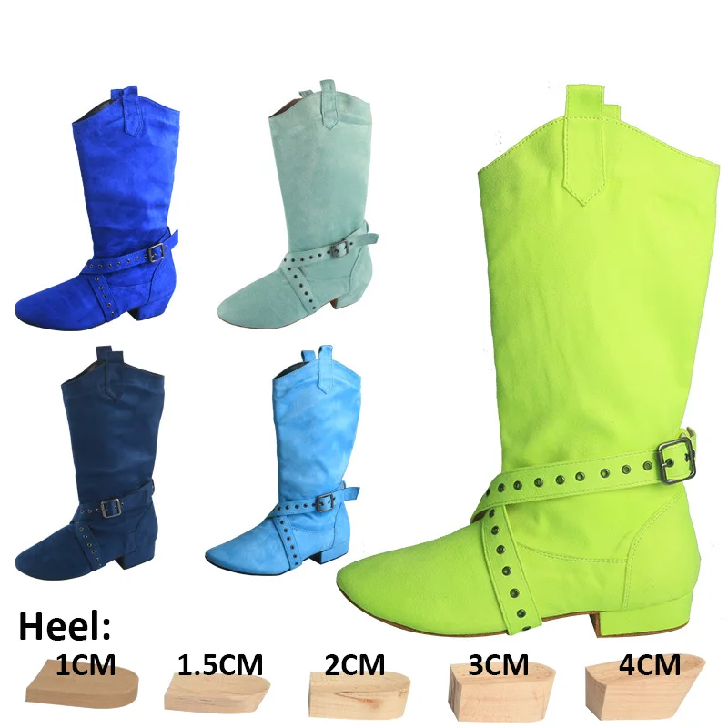 

Wedopus 28 COLORS Customized Heel Ladies Dance Shoes Women Boots Winter Dance Shoes Turquoise Blue Swayd Dance Boot Suede Sole