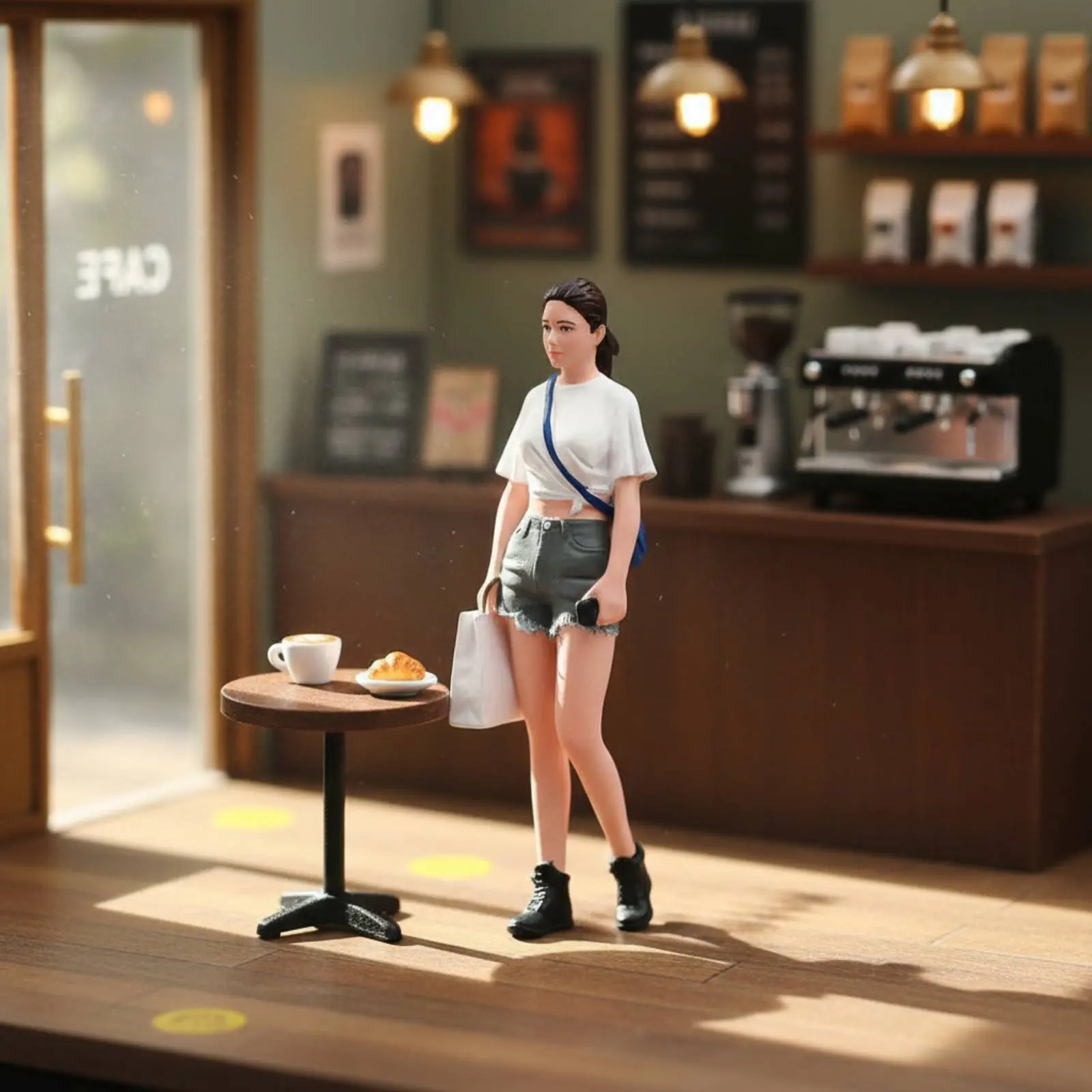 

1:18 Scale Female Figure Finely Detailed Modern Girl Figurine Ponytail Girl Model Realistic Pose Miniature Scene Accessory