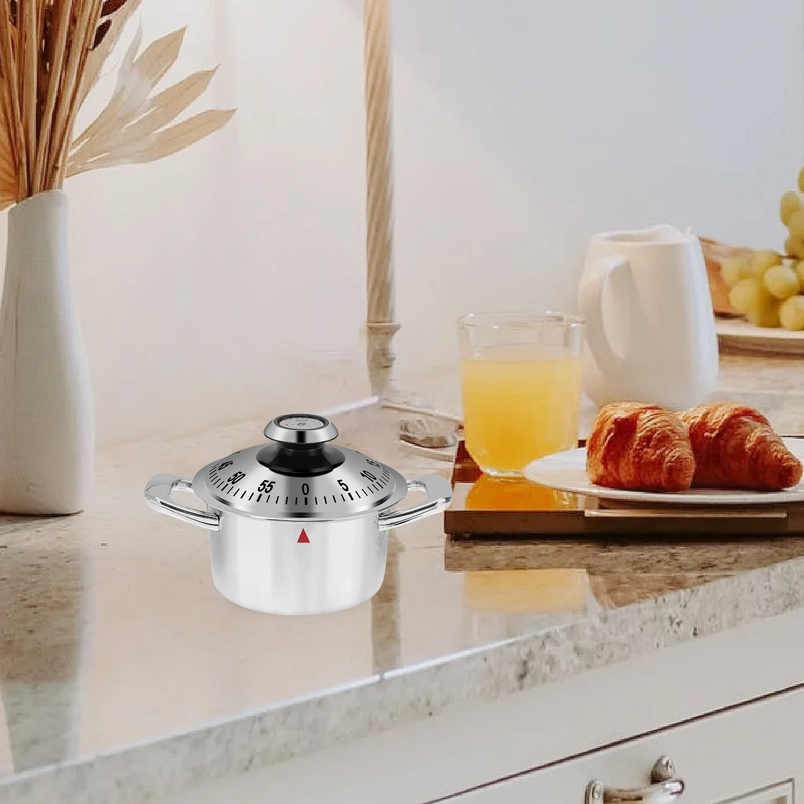 Kitchen Timer Learning Mechanical Alarm Clock Digital Pot Shape Creative Cooking Baking Kids Household Stainless steel