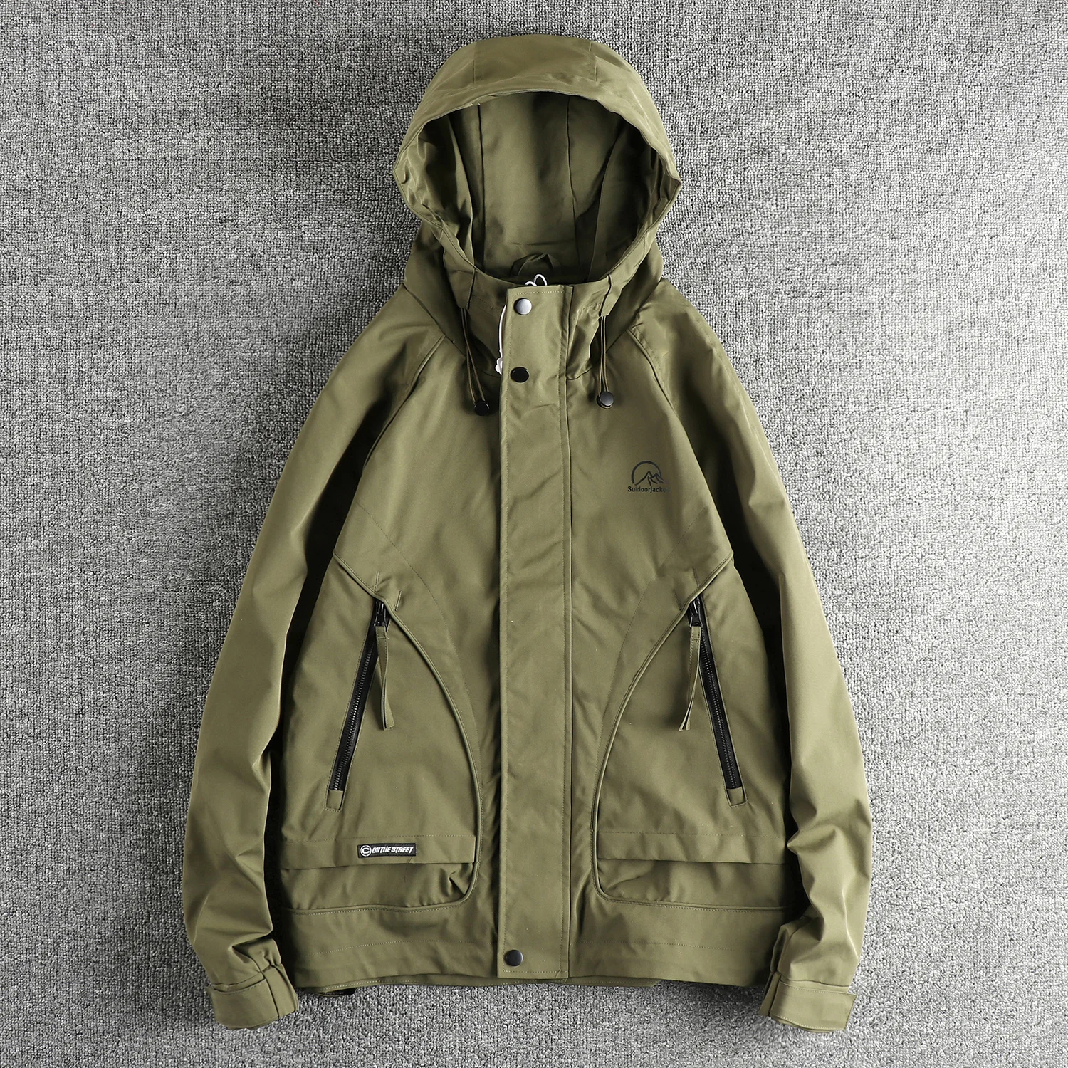 

Outdoor trend casual cargo jacket men's design sense pocket all match hooded hardshell jacket