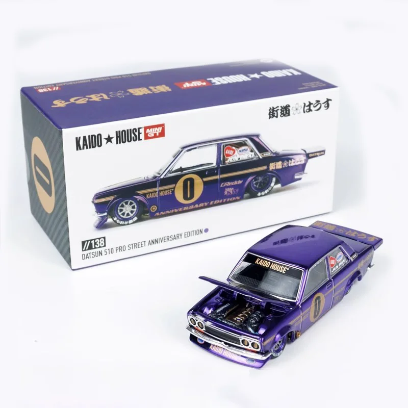 Nuevo en Stock Tsm Mini Gt Kaido House 1:64 Dartsun 510 aleación de simulación miniatura modelo de coche de fundición juguete para regalo personalizado para niños