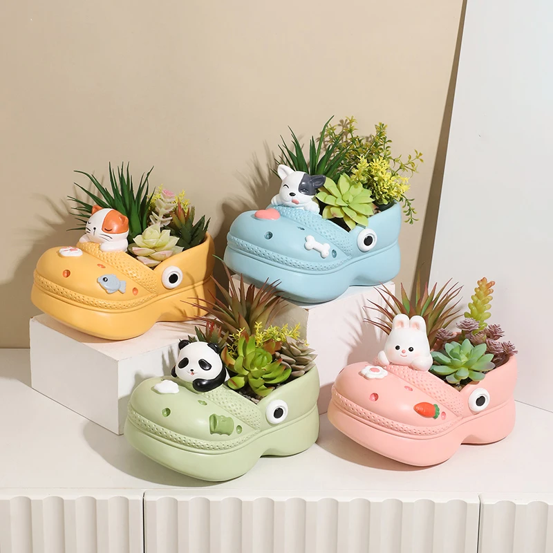 

Очаровательный цветочный горшок из смолы с животными для суккулентов, растений кактусов, декоративный плантатор для химерного декора дома/офиса