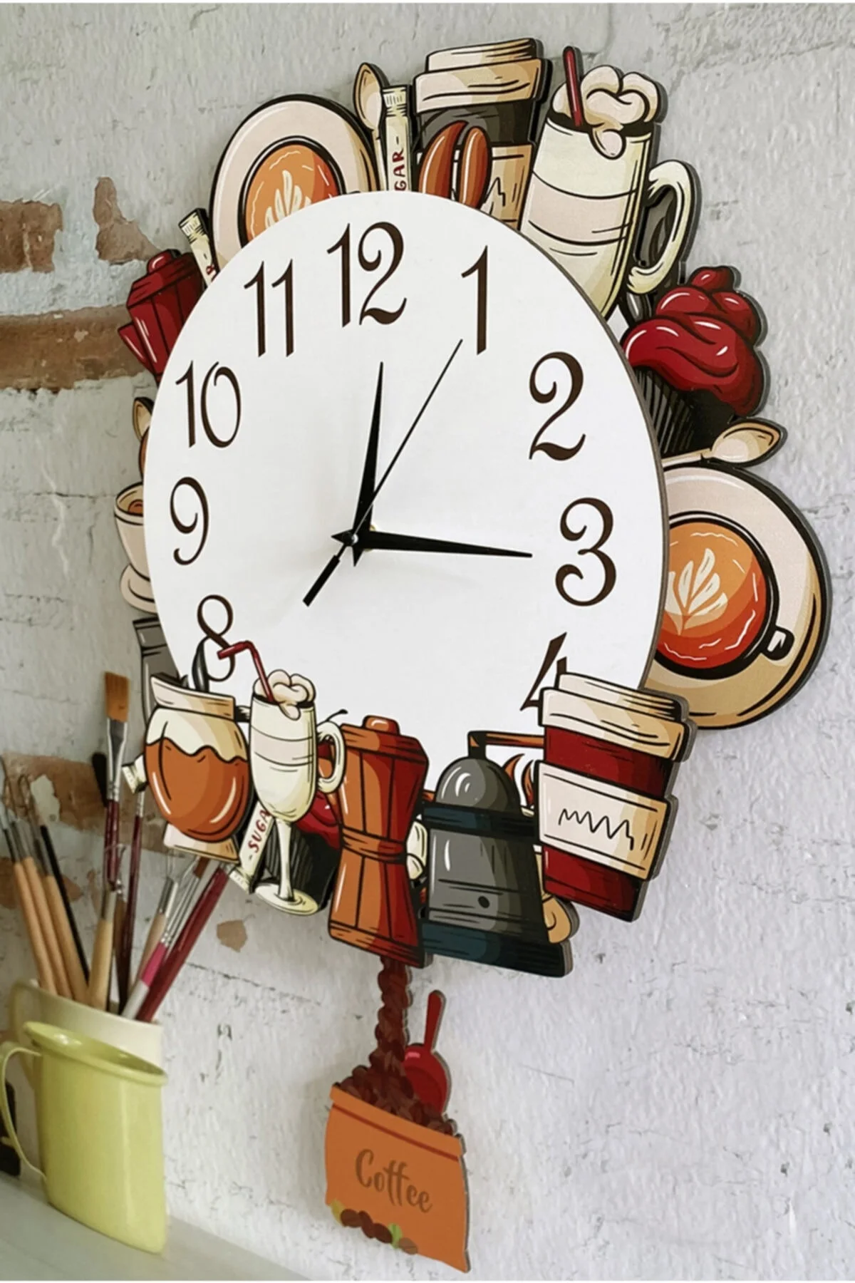 Cocktail 3D Design Swinging Pendulum Stylish Wall Clocks Cool Design Useful Kitchen Cafe