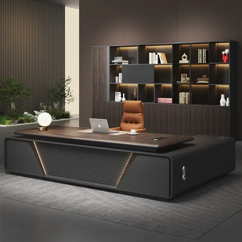 Solid Wood Executive Desk Modern Simple Light Luxury Boss Table Office Furniture for Manager CEO Workstation