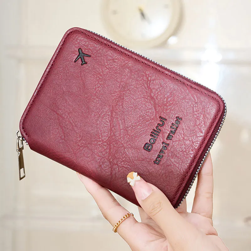 Nuovo portafoglio per passaporto da viaggio Porta carte per uomo e donna Porta carte multifunzionale per biglietti aerei Porta carte SIM Portafogli con blocco RFID