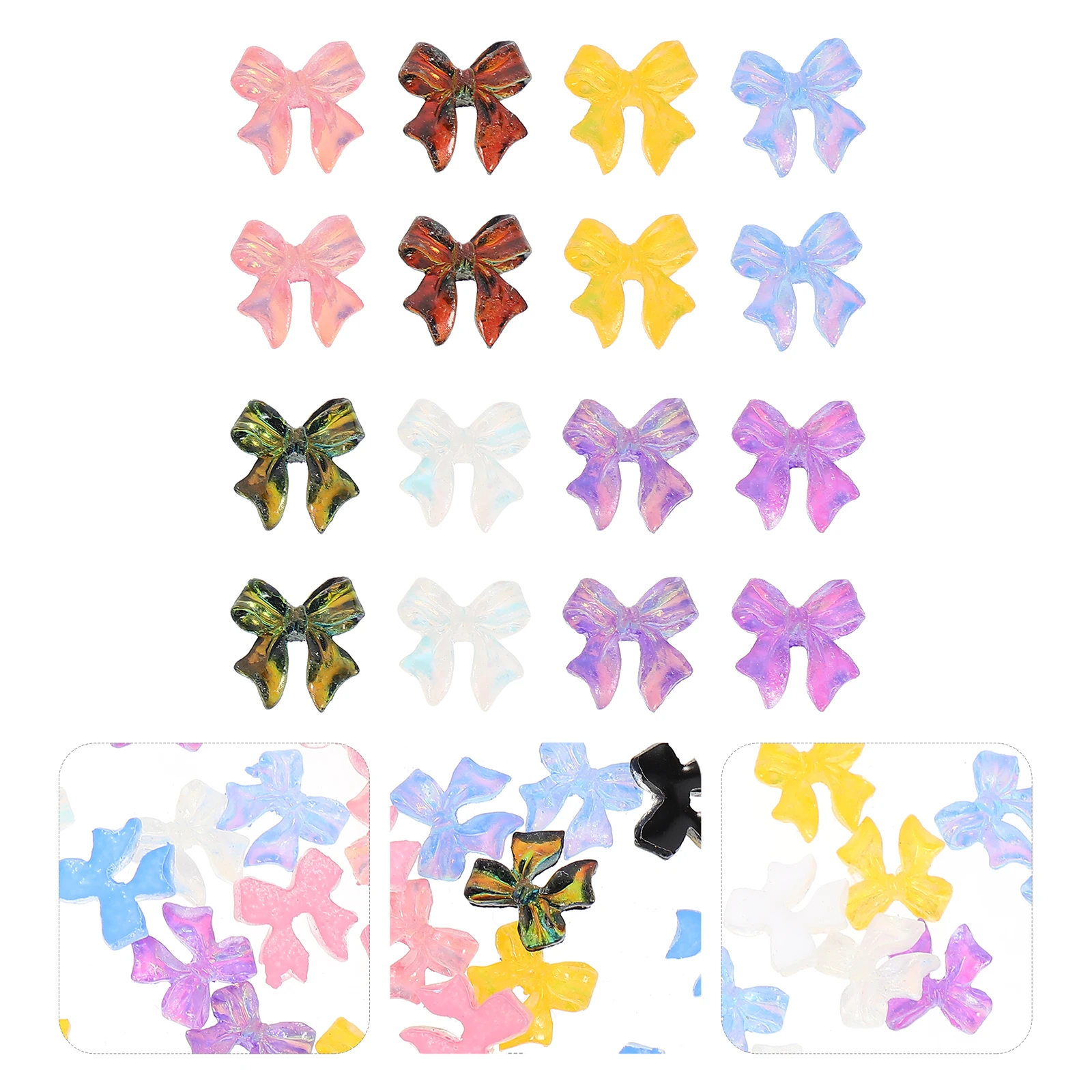 

100pcs Bows Charms Resin Bow Decorations For Women Salon Nail Accessories Nail Art Supplies Rhinestones Embellishments