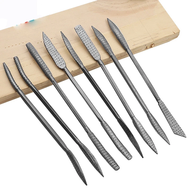 8pcs/set mini Double Ended Riffler Wood Rasp File kit For Burrs Woodworking Carving Hand Tools Needle File