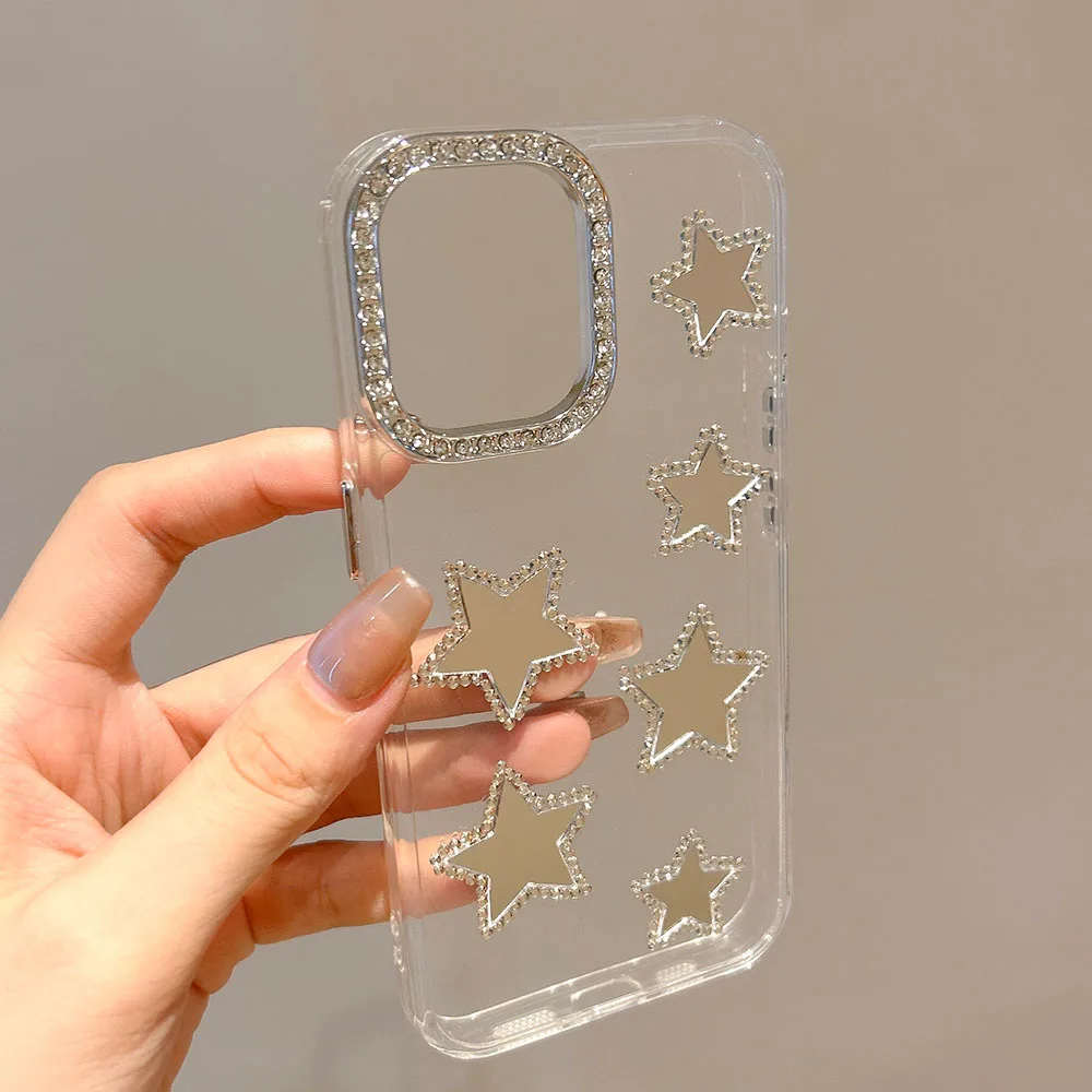 حافظة لهاتف آيفون 11 12 13 14 15 16 برو ماكس شفافة من الأكريليك الصلب بلينغ آيفون غطاء من البولي يوريثان الحراري