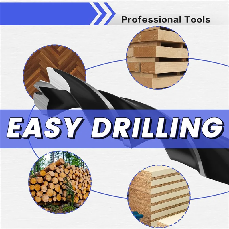 ABGG-Center Punch Included 14PCS Brad-Point Wood Drill Bit Set With Double Flutes- Designed For Woodworking, Carpentry, Chipboar
