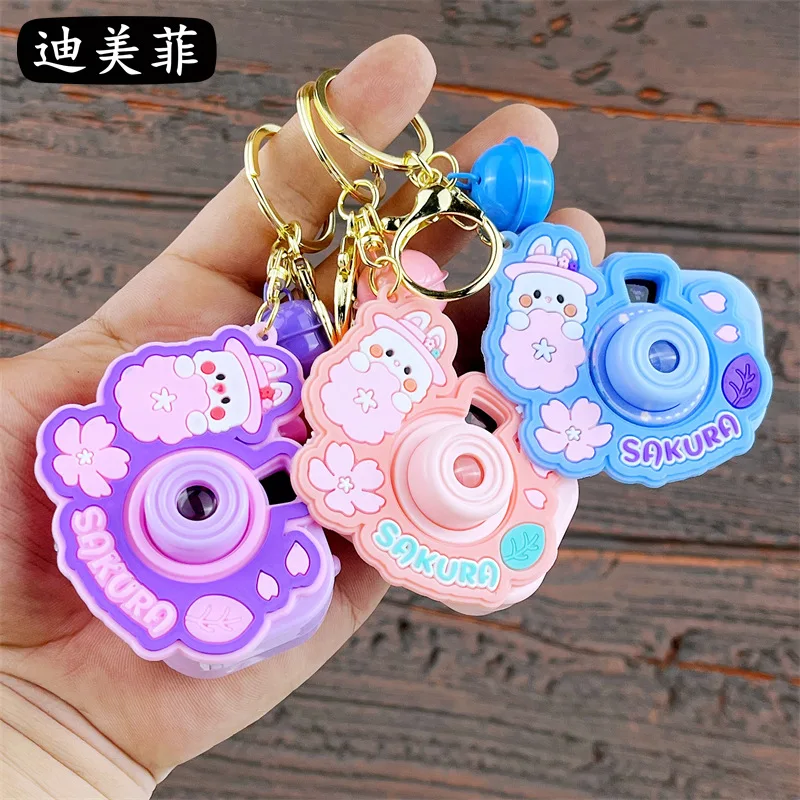 New Camera Projection Keychain Cartoon Luminous Small Pendant Cute Crane Machine Gift