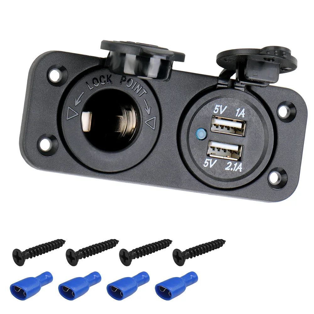 

5V Dual USB Charging Charger Power Adapter 12-24V Car Cigarette Lighter Socket Splitter Universal Car Charger For Car And RV
