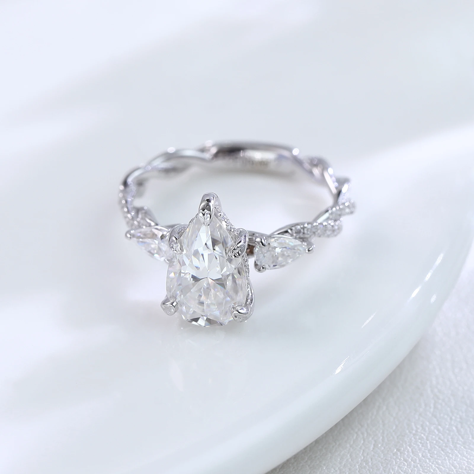 

Прованс модное витое кольцо KGold 2,0 карата IGI груша EF/VS лабораторный бриллиант женские роскошные обручальные кольца полуполоса акцентное кольцо на заказ