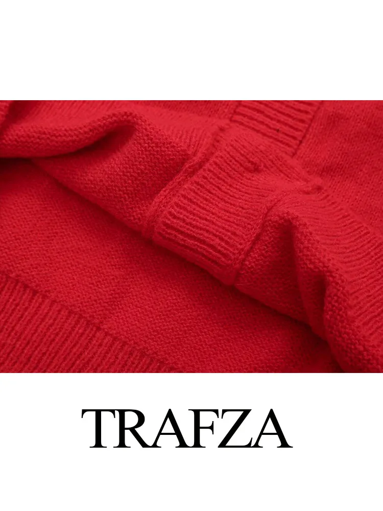 Trafza Herbst Frauen neue runde Kragen Langarm Strickjacke weibliche Mode pelzigen Spleißen einreihige Strickjacke