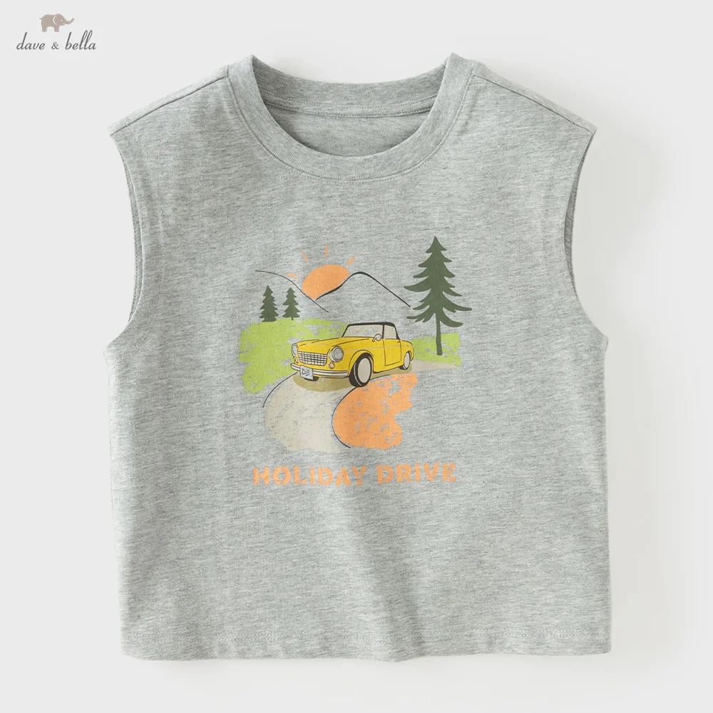 

Dave Bella Children Printed Vest Summer Sleeveless Boys Tanks Top Kids Clothing Casual Bottom T-shirt Pure Cotton DB2261859