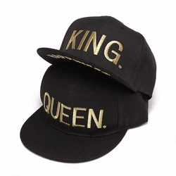 Unisex KING QUEEN Golden Thread Embroidery Hip-hop Hats Spring Autumn Outdoor Adjustable Casual Baseball Caps Sunscreen Hat