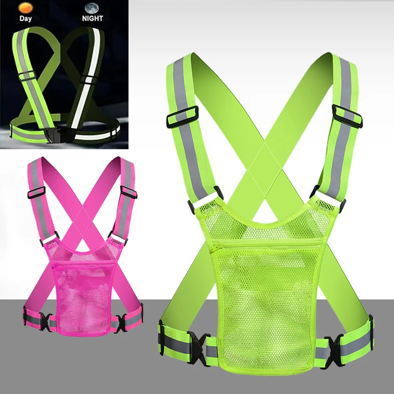 4 Colors Unisex Light High Visibility Safety Vest With Storage Bag Night Construction Cycling Traffic Coat Running Working