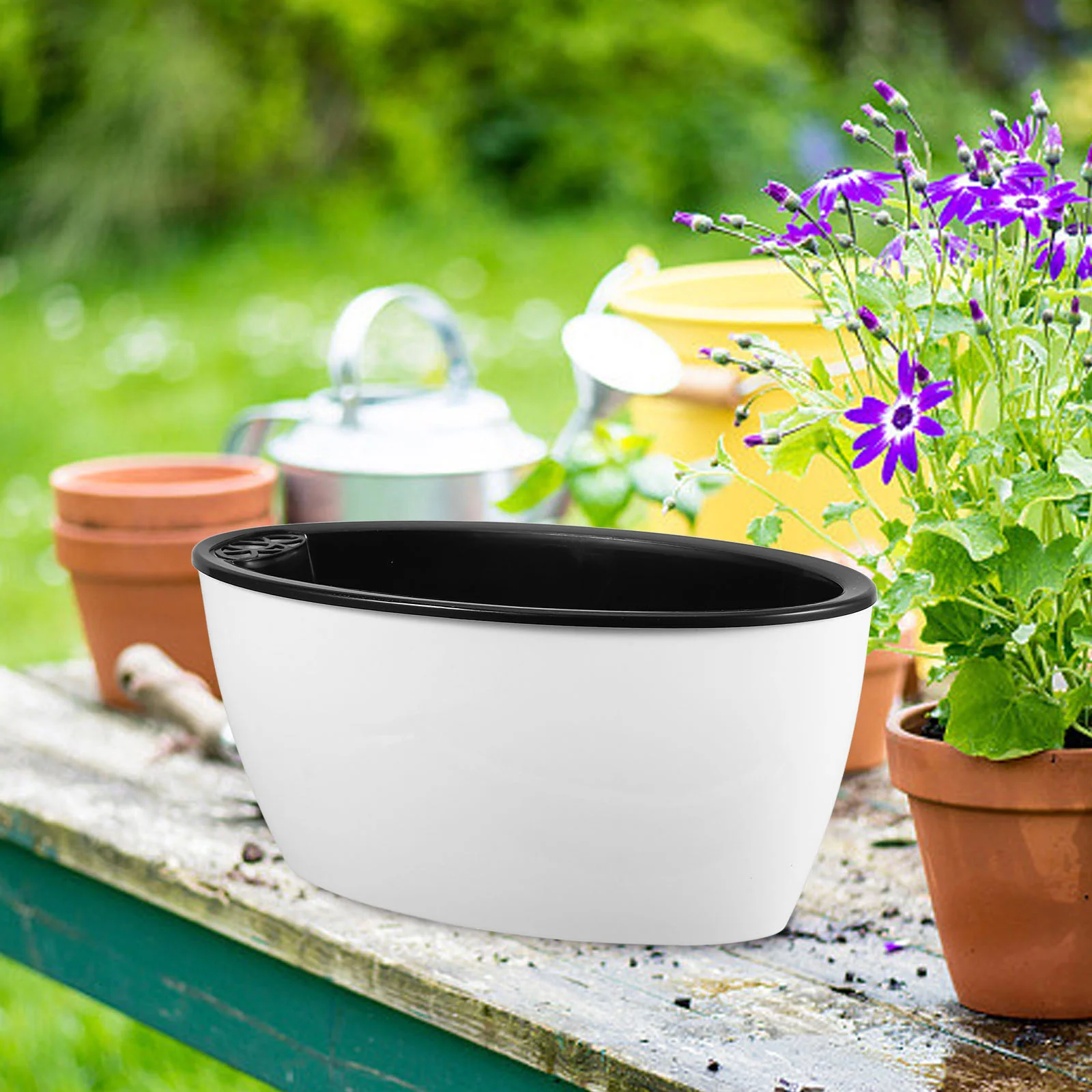 

Self Watering Plants Pot Plastic Plants Planter Flower Nursery Pot Home Self Watering Flower Pot Lazy Planter Visible Water