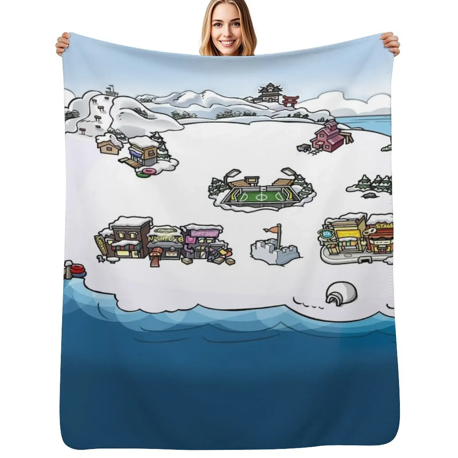 

Club Penguin Map Throw Blanket Furry Nap Quilt Blanket