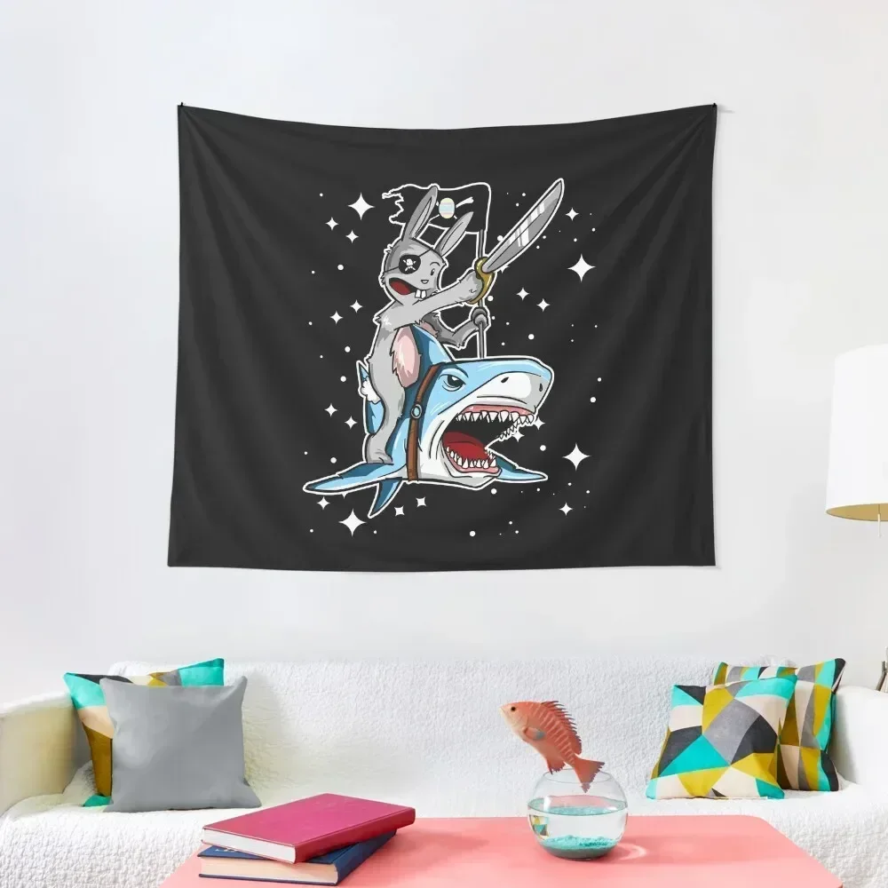 

Pirate Easter Bunny rides a shark through space! Tapestry Room Ornaments Aesthetic Decoration Carpet Wall Tapestry