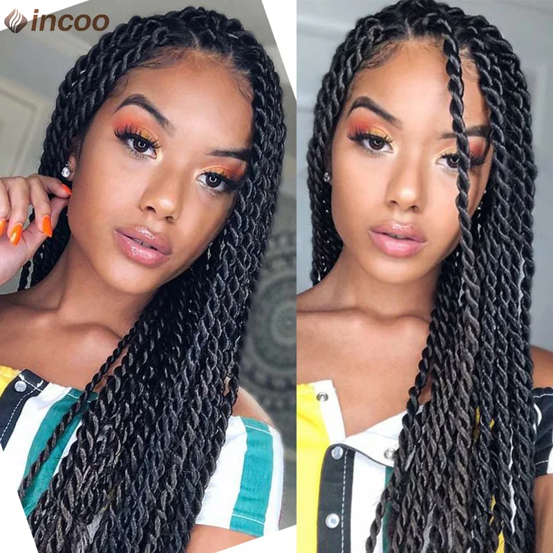 Goddess Synthetic Braided Wig Full Lace Front Wigs Box Braided Wigs For Black Women 36 Inches Twists Braids Wigs With Baby Hair