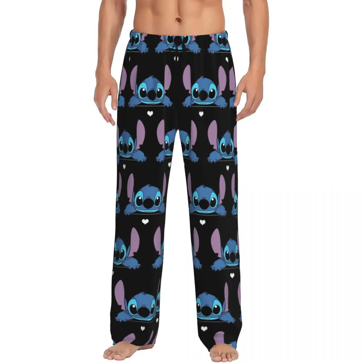 Custom Men's Lilo Stitch Cartoon Anime Manga Pajama Pants Print Sleep Sleepwear Bottoms with Pockets