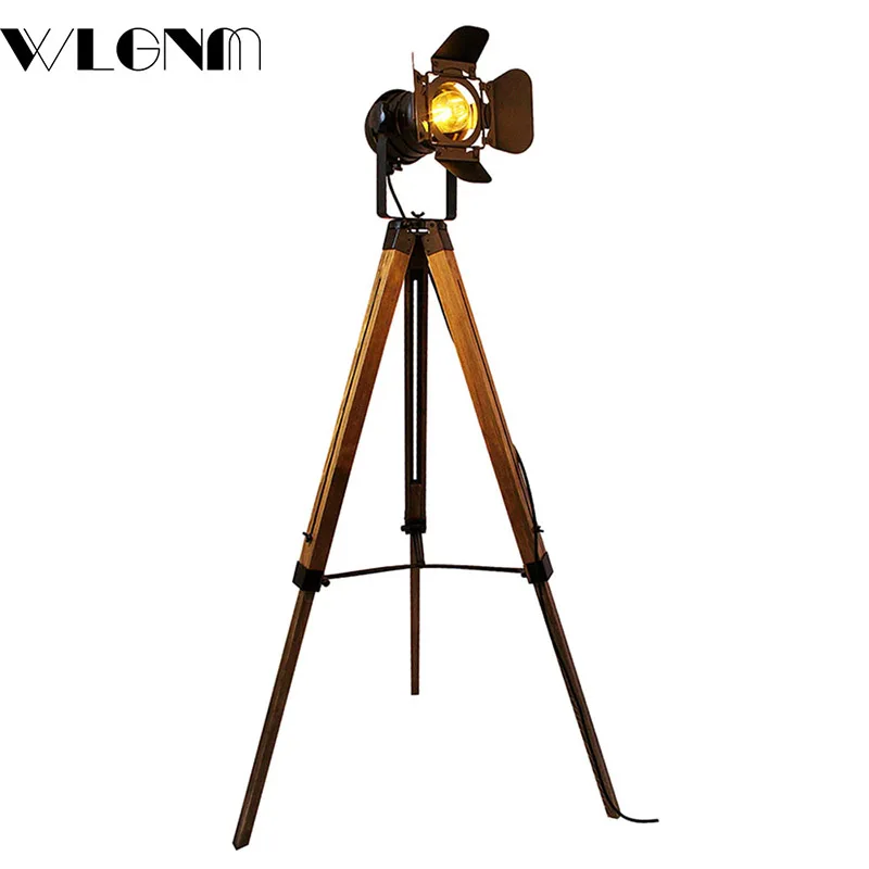 Modern Wooden Floor Lamp Iron Adjustable Light Head Bracket For Living Room Bedroom Bedside Study Home Decoration Illumination