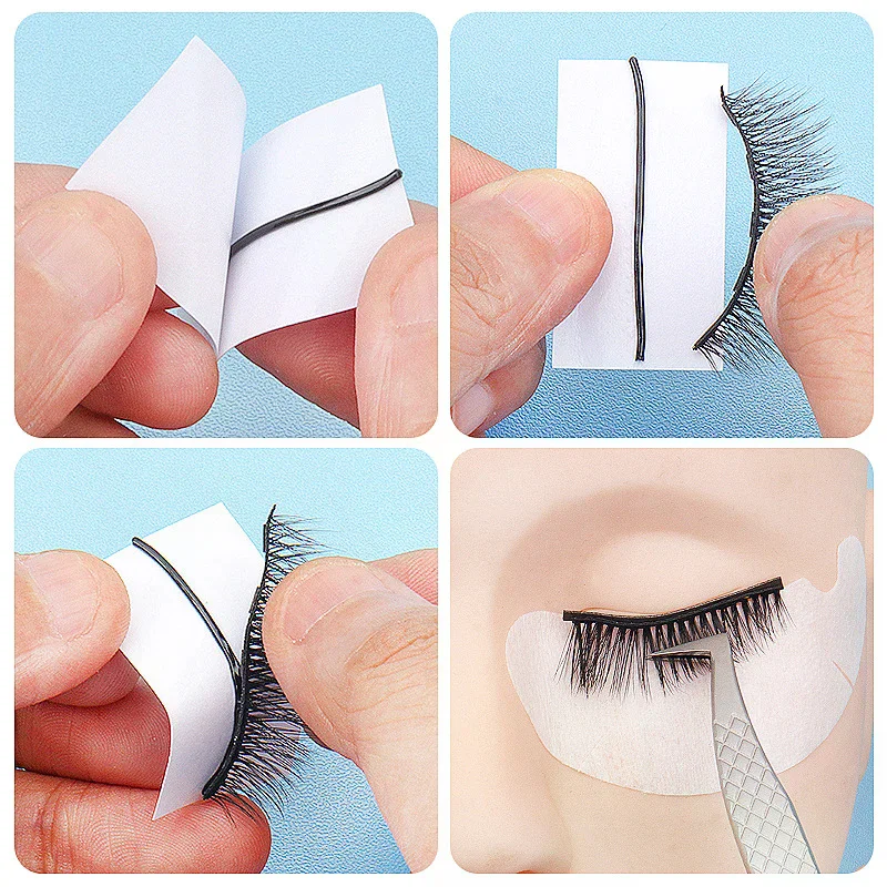 Wodoodporne, samoprzylepne paski do rzęs, łatwa aplikacja, taśma do klejenia rzęs, paski do wymiany podkładów pod kępki rzęs.