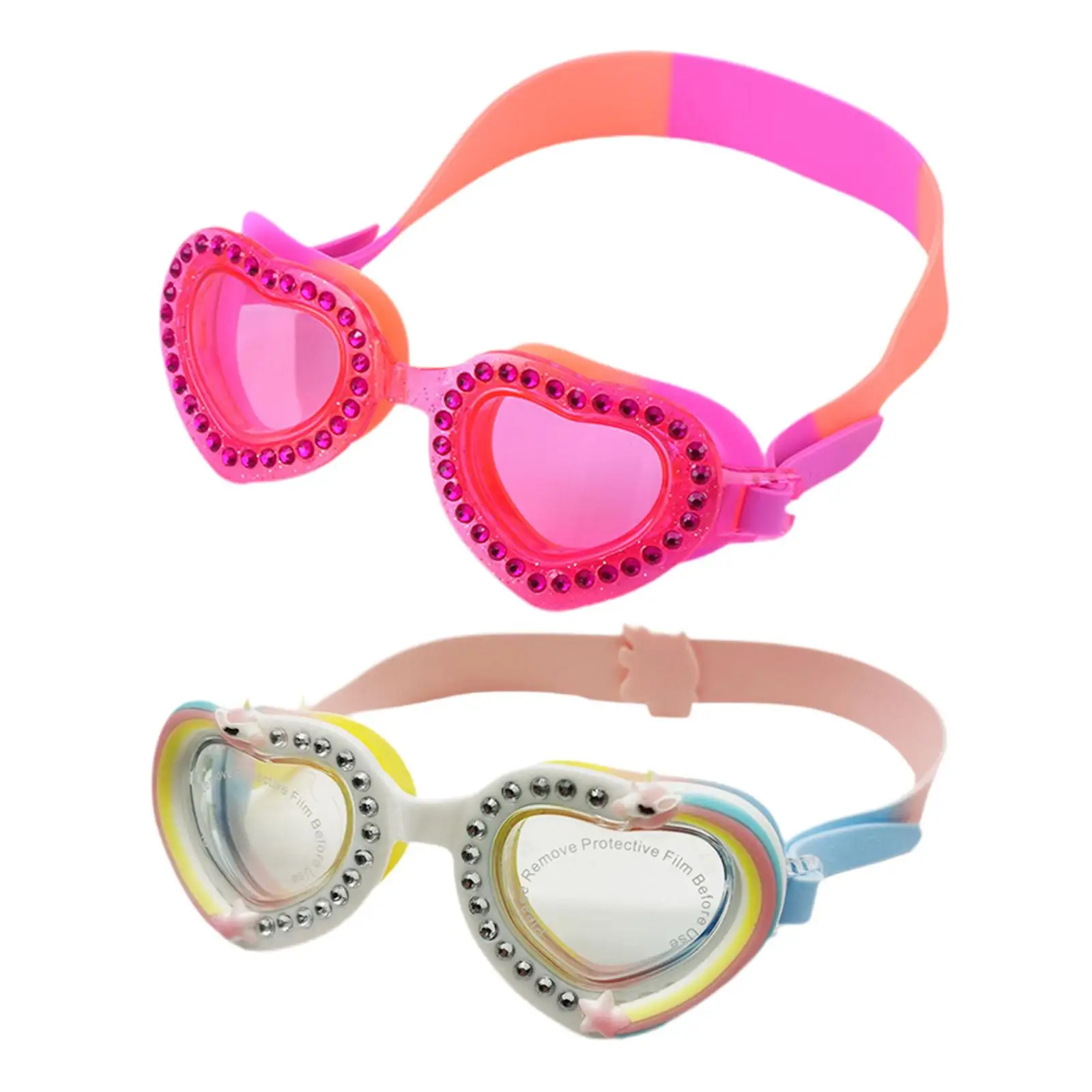 Kids Swim Goggles Swim Diving Eyewear Waterproof Adjustable Heart Shape Clear View Diving Glasses Boys Girls Teens Kids 6-14