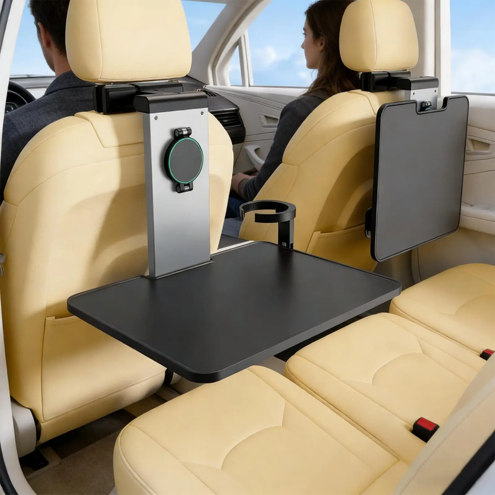 

Car Food Tray Foldable Anti-Slip Backseat Eating Table With Drink Holder Auto Backseat Food Trays For Vehicles Trailer Truck