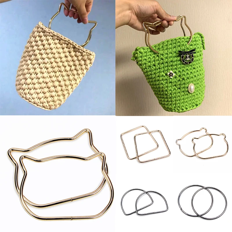 1PC Bag Handle Hexagon Bag Handles Metal DIY Handbags Bags Purse Handmade Bag Accessories Round D-ring Hanging Buckle Hardware