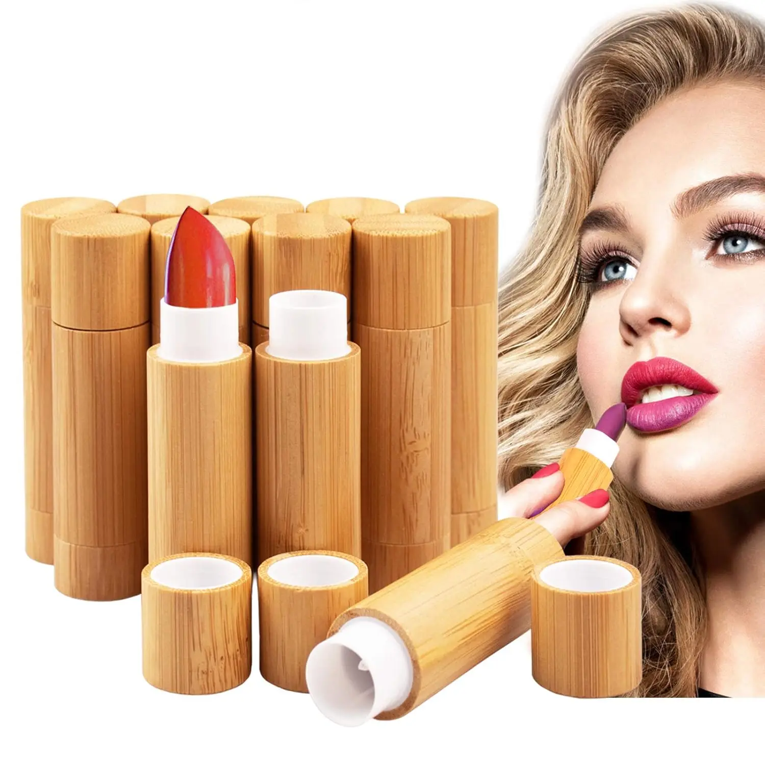 12Pcs Bamboo Empty Lipstick Tubes 5g Refillable DIY Lip Balm Tube Containers  Cosmetic Lipstick Lip Gloss Deodorant Case Holder