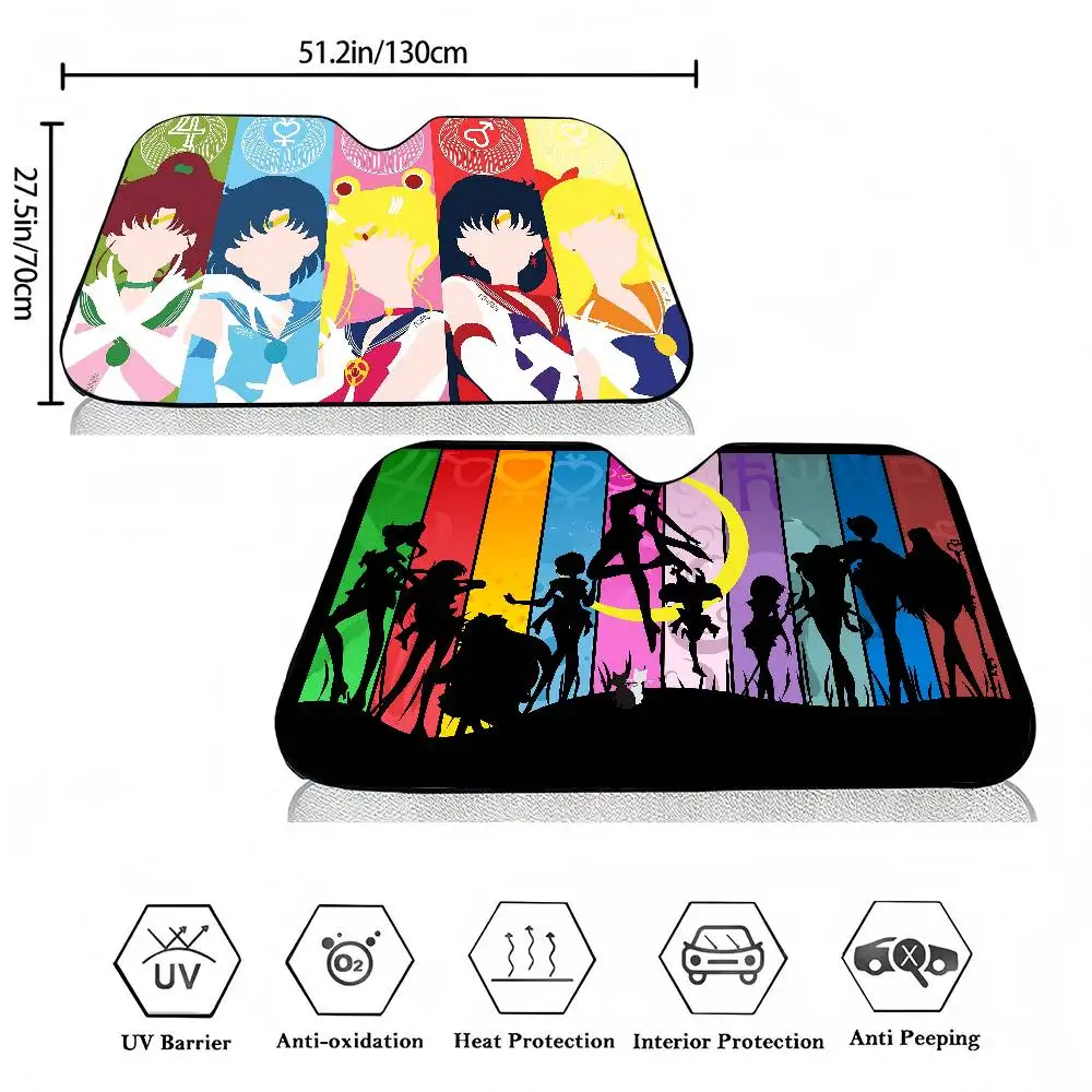 S-Sailores Cute Girl Moon Windshield Sunshade Car Window Windscreen Cover Sun Shade Auto Sun Visor Car-covers Car Protection