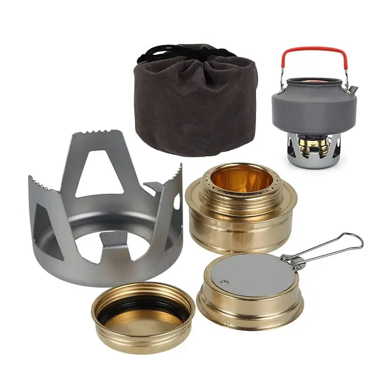 Single Mini Alcohol Stove Burner Outdoor Ultralight Brass Camping Cooking Stove Outdoor Camping Backpacking Tourist Burner