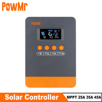 PowMr MPPT 45A 35A 25A Solar Charger Controller 12V 24V Auto Lifepo4 Battery Charger Solar Panel Regulator Max PV Input 100VDC