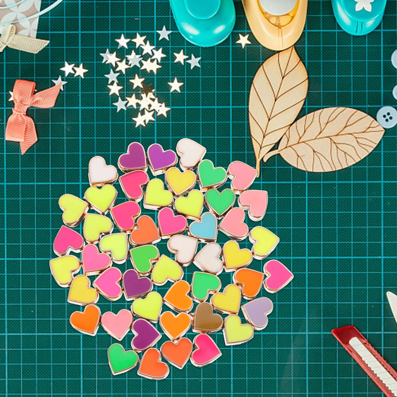 

50Pcs Resin Heart Shaped Spacer Beads DIY Loose Beads for Jewelry Making Necklace Bracelet Craft Accessories Heart DIY Charms