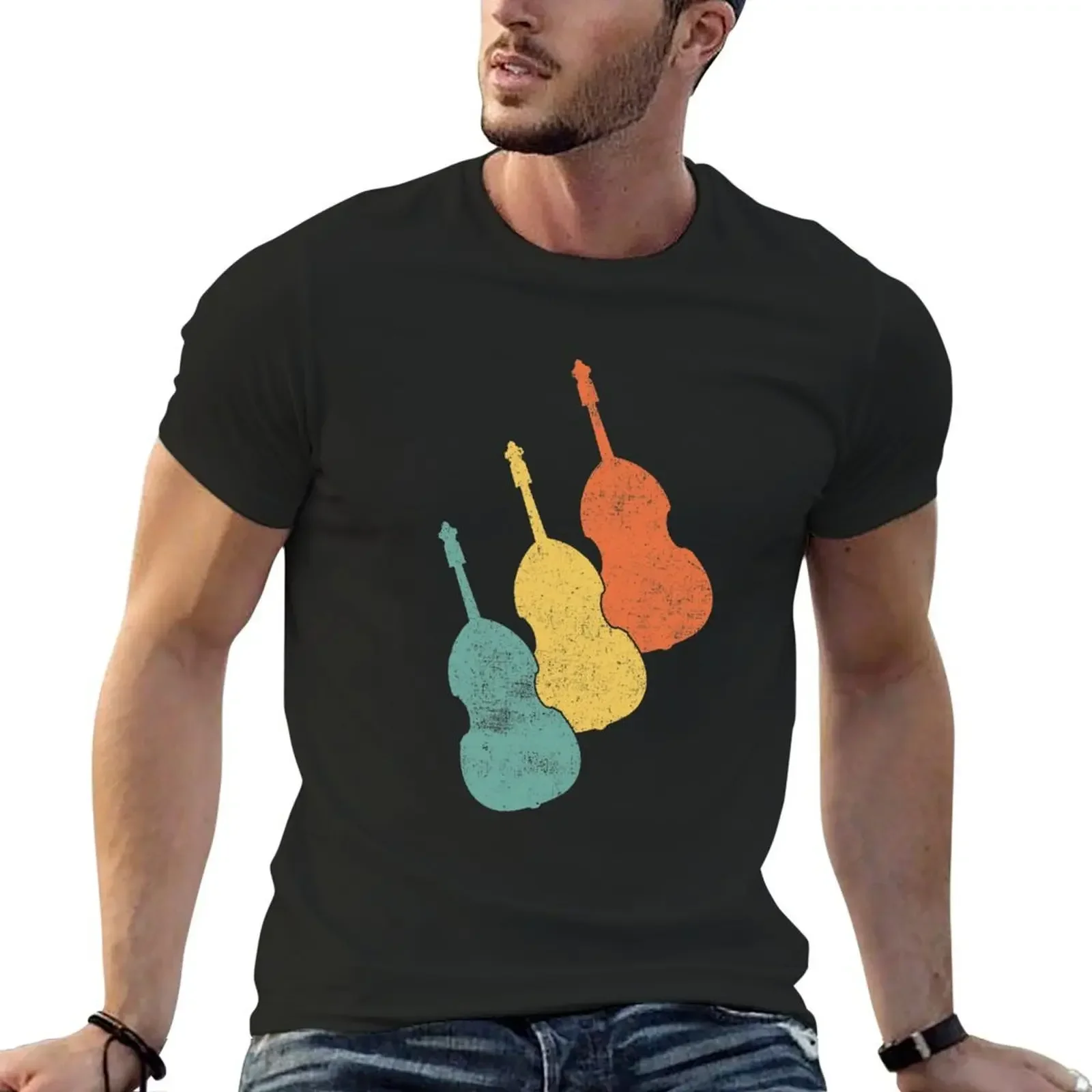 

Double Bass Bassist T-Shirt quick drying blue archive vintage graphic tee fruit of the loom mens t shirts