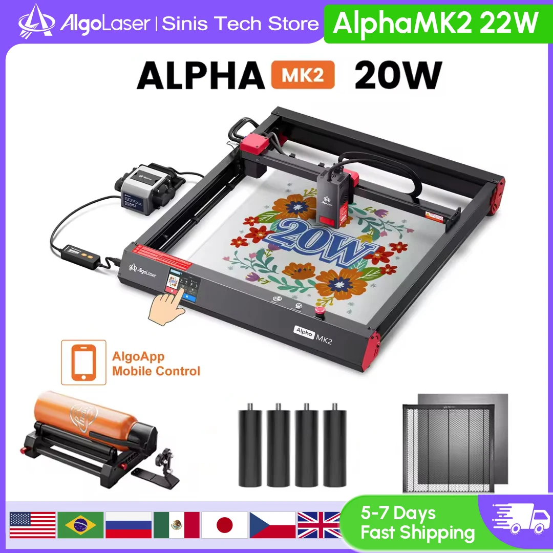 AlgoLaser AlphaMK2 40*41 CM CNC Lasergraveerder Cutter Krachtige 20 W Tafel Houtbewerking Tool Graveren Snijmachine metalen Printer