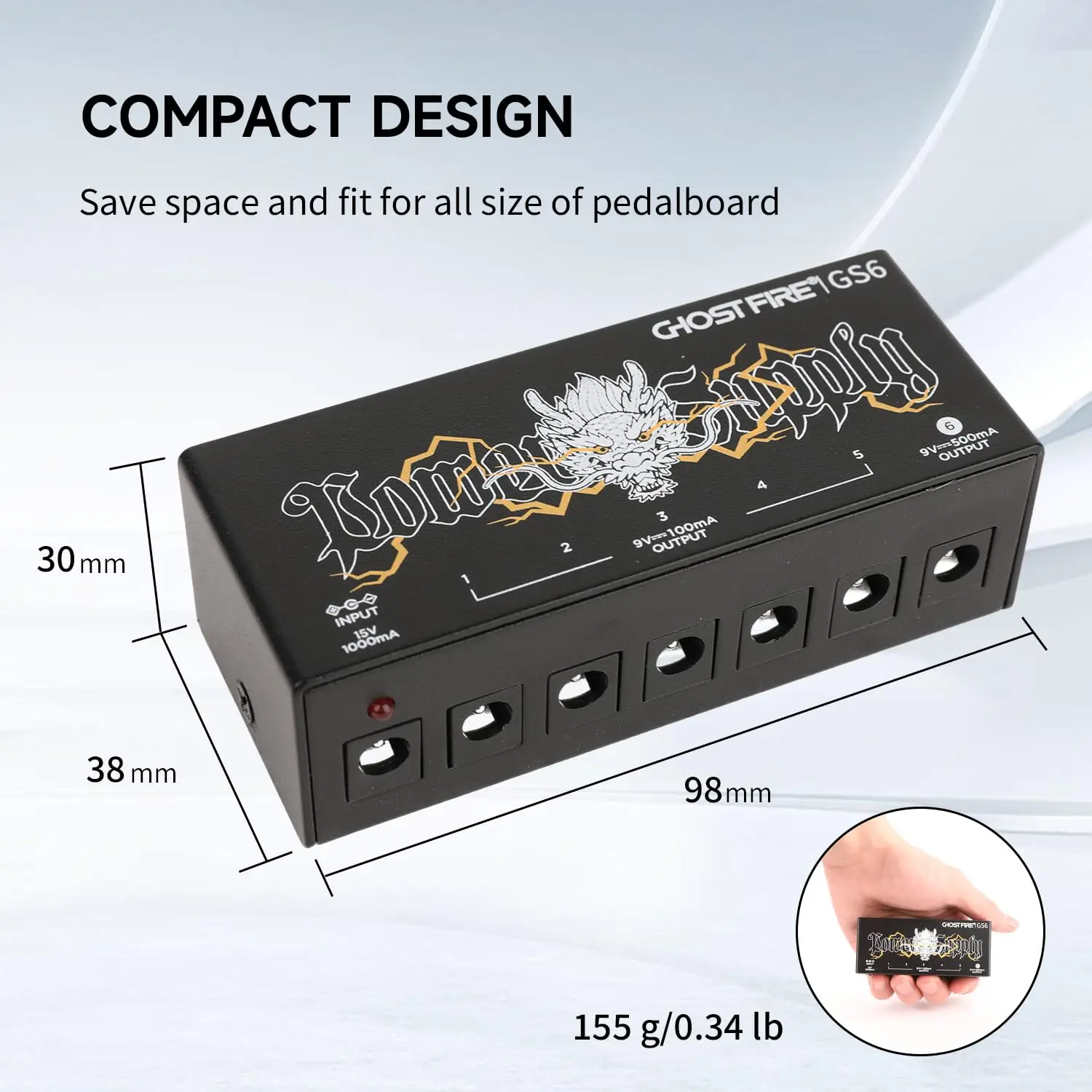 GHOSTFIRE GS6 Guitar Pedal Power Supply for Effect Pedals