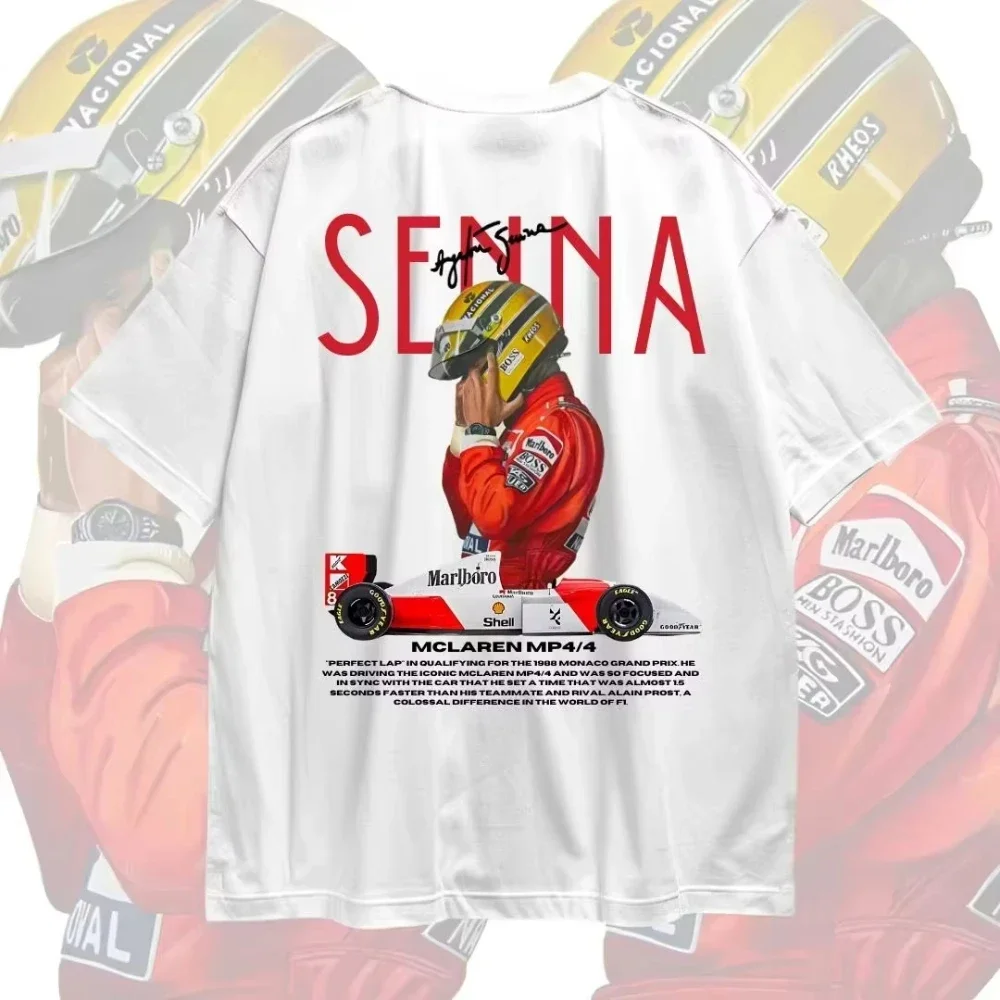2025 Ayrton Senna Formula 1 Graphic T Shirts Gym Women T-shirts Man T-shirts for Mens Clothing Y2k Liam Payne Unisex Tops Tees image 2