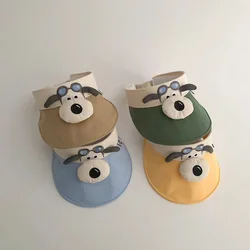Summer Kids Baby Empty Top Hat Panama Beach Sun Protection Hats Cartoon Dog Boy Girl Large Cap New Children's Visors 2 3 4 Years