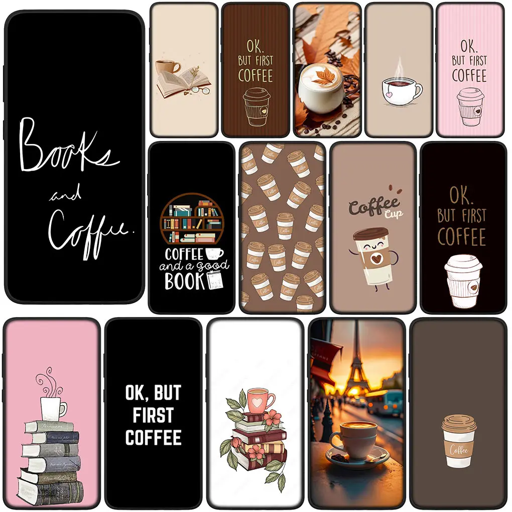 OK But First Coffee Book Soft Silicone Cover for Samsung Galaxy S23 S22 S21 S20 Fe Ultra S8 Plus M21 + Casing Phone Case