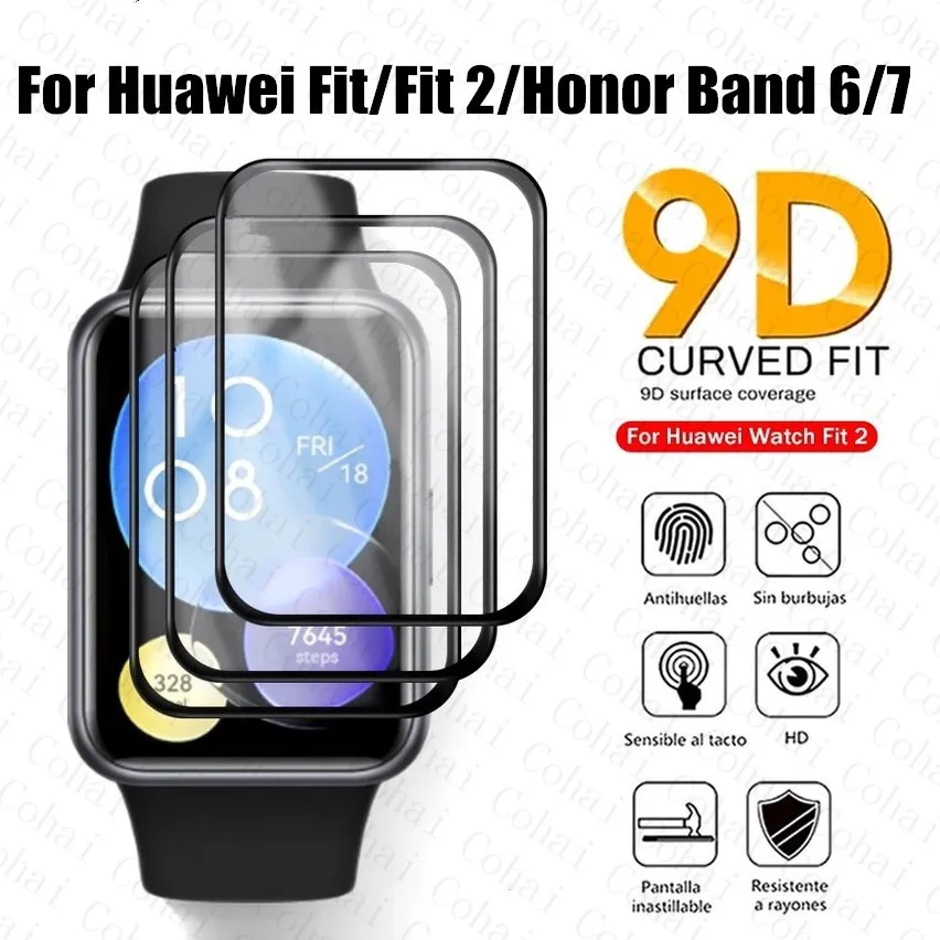 Curved Edge Protective Film For Huawei Honor Band 7 6 Pro Watch Protective Film For Huawei Watch Fit 2 Watch Screen Protector